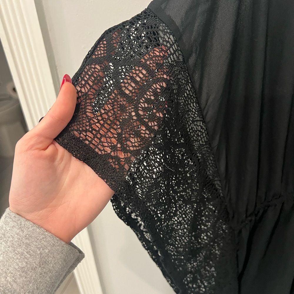 Xhilaration Black V-Neck Sheer Beach Cover - Picture 3 of 3